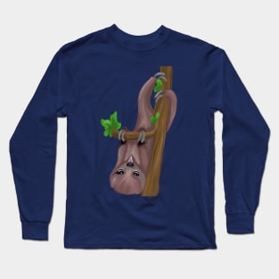 Cute sloth hanging on tree Long Sleeve T-Shirt